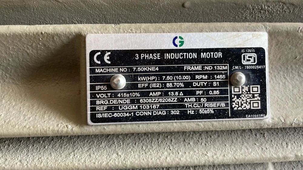 10 HP Crompton Greaves Motor 1440 RPM Three Phase
