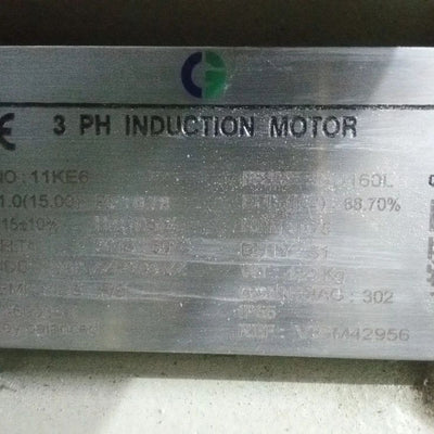 15 HP Crompton Greaves Motor 1440 RPM Three Phase